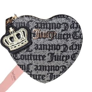 Juicy Couture Heart Logo Coin Purse in Black & Cream